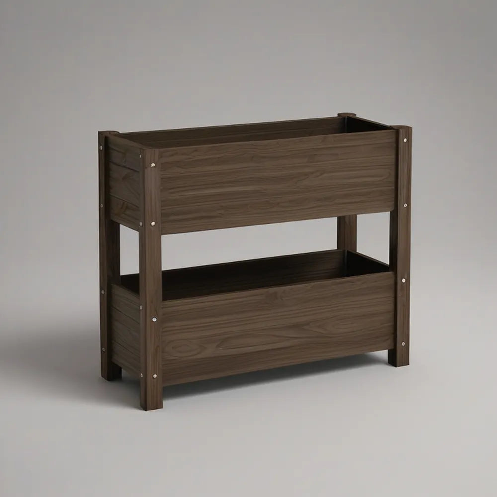 Dvouúrovňový vyvýšený záhon z WPC 80 × 40 × 80 cm, tmavě hnědý