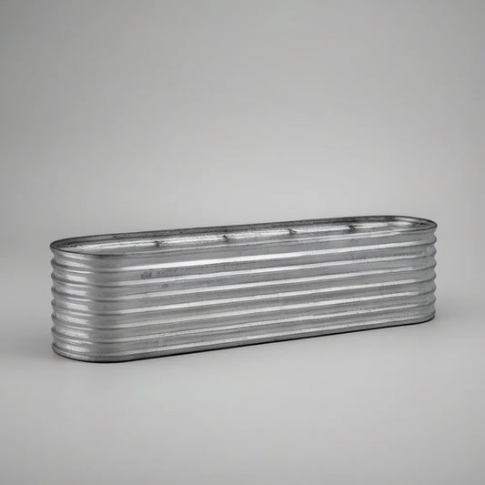 Oválný truhlík z pozinkované oceli, stříbrný, 100 × 30 × 25 cm