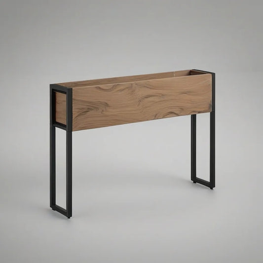 Vyvýšený truhlík na nožkách 80 × 30 × 80 cm z WPC a oceli, hnědý/černý