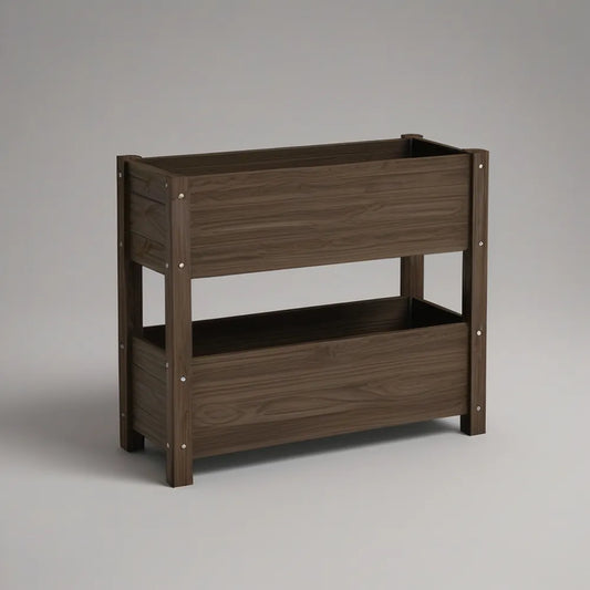 Dvouúrovňový vyvýšený záhon z WPC 80 × 40 × 80 cm, tmavě hnědý