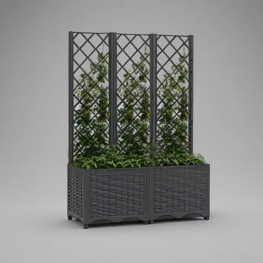 Antracitový PP truhlík s opěrnou mřížkou 120 × 40 × 140 cm