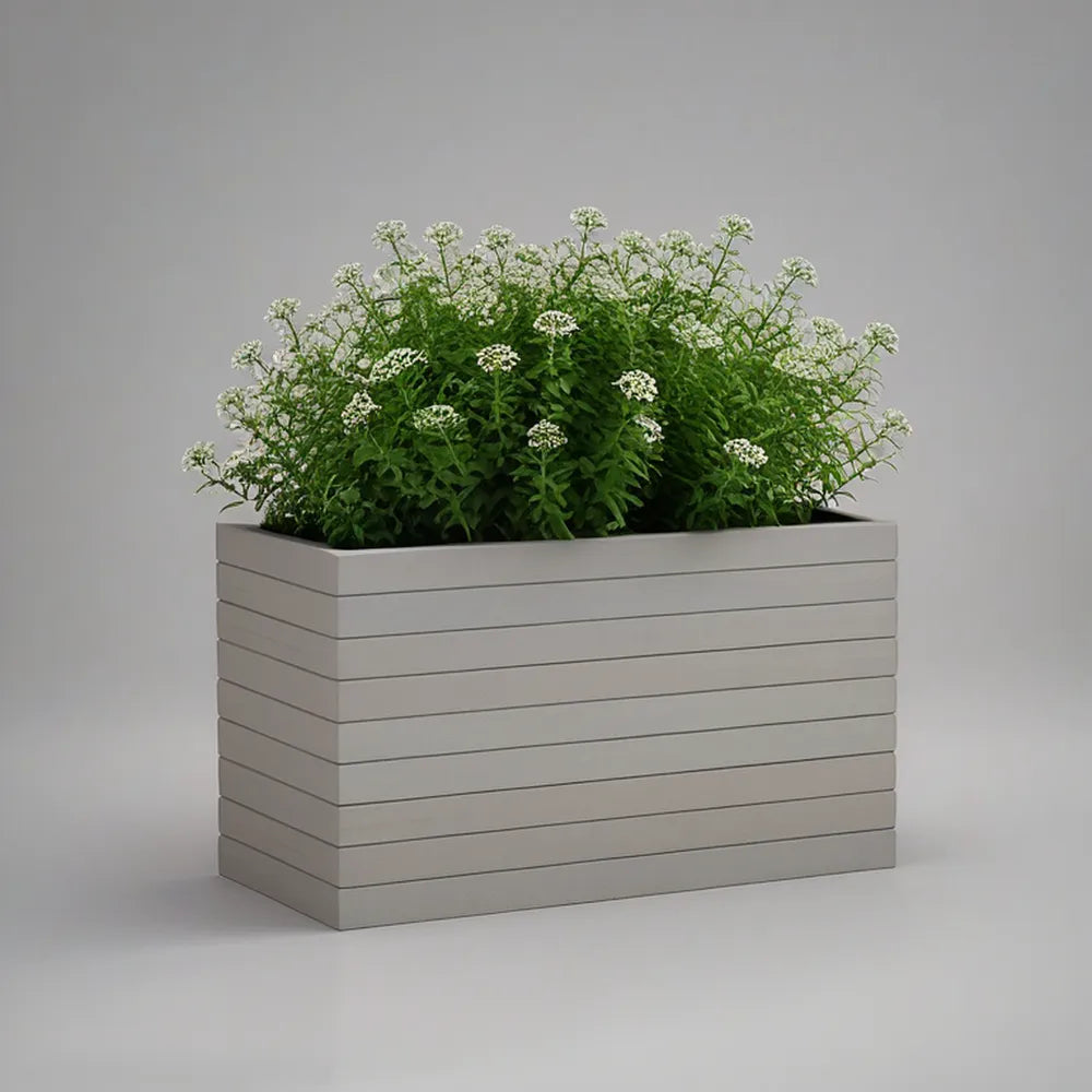 Obdélníkový zahradní květináč z PP plastu, šedý, 80 × 30 × 40 cm